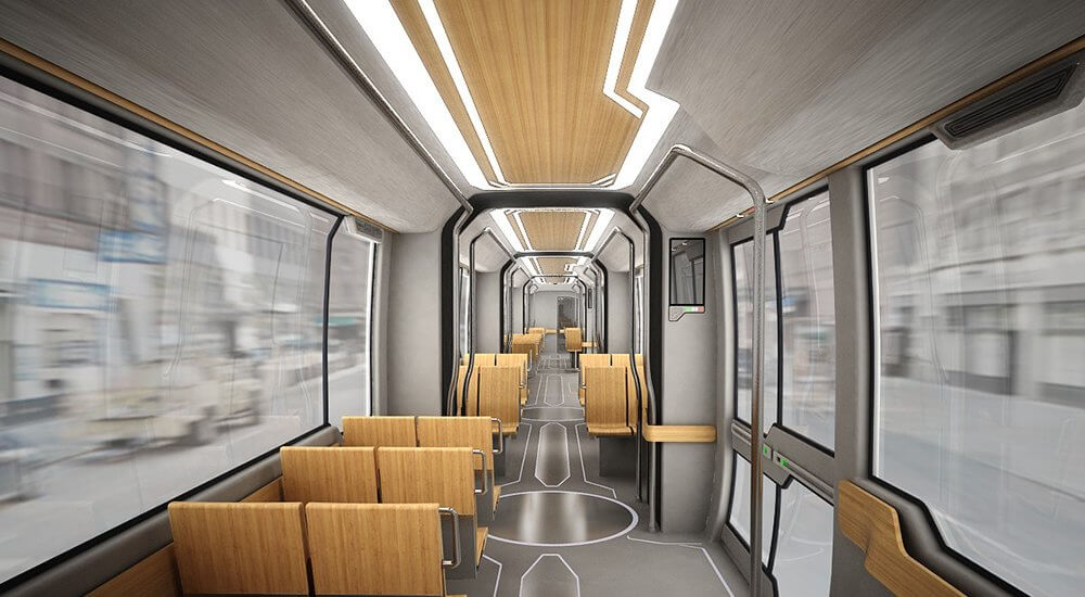 Innovation Tram by Doellmann Design, Tram with wood interior
