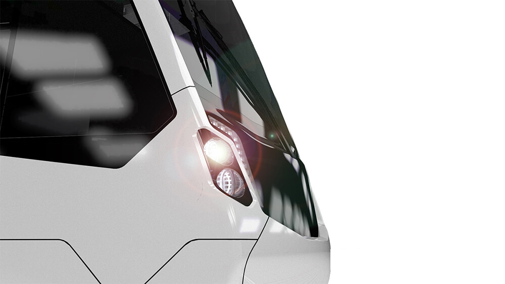 Tramlink Erfurt. Rendering of the new Stadler Tramlink Erfurt Tram, White, Front Area