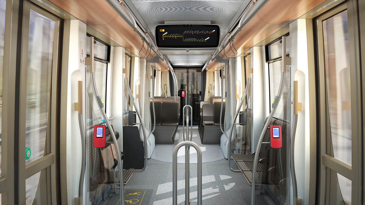 Bombardier Flexity Brussels, Rendering, Tram Interior, Strassenbahn Brüssel Innenraum