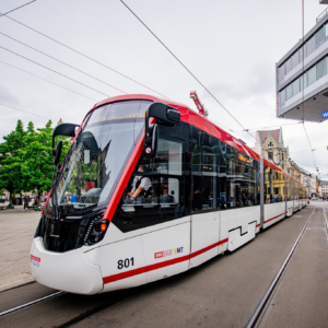 Modern Tram in the City