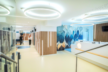 Doctor' office with wooden walls